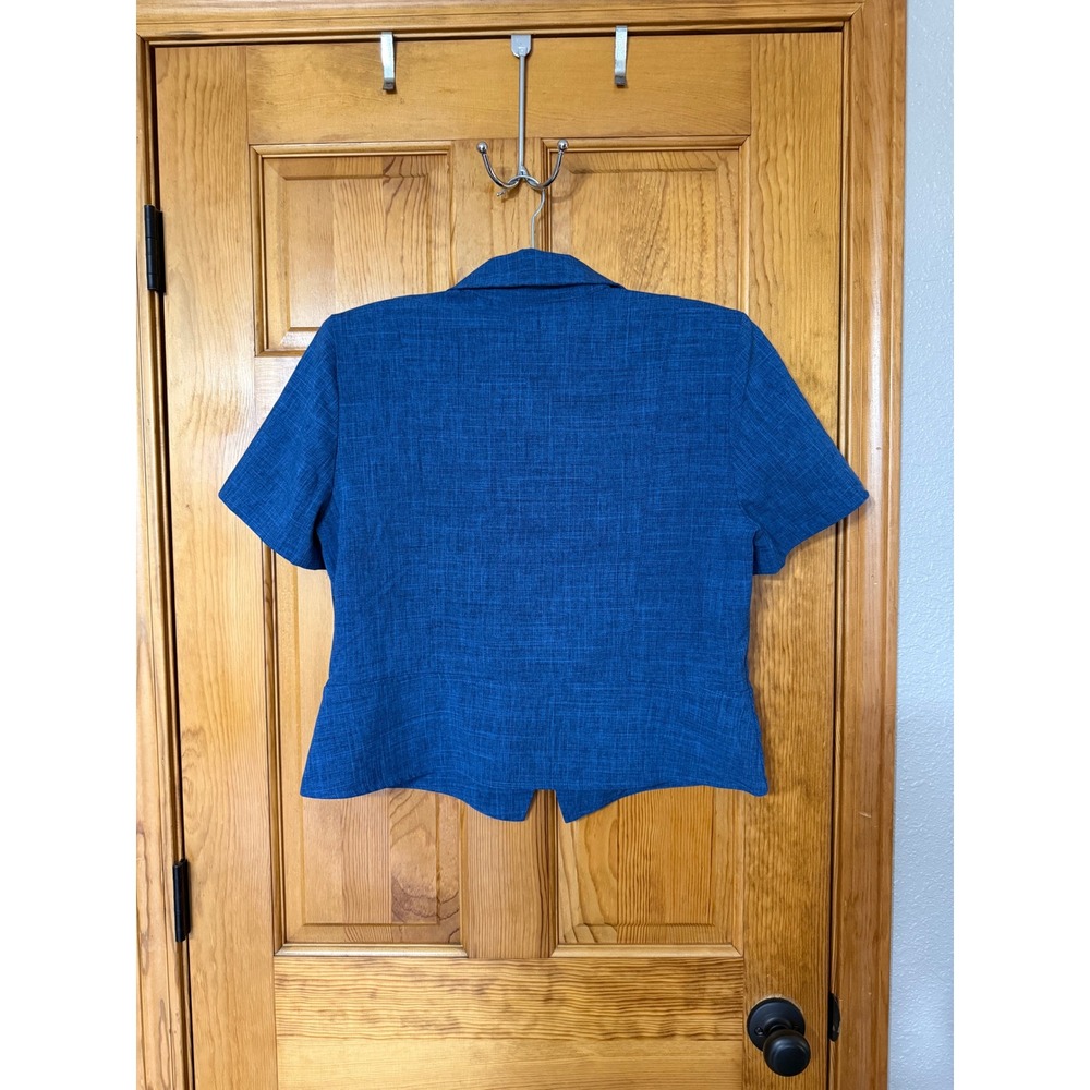 Sag Harbor Petite Blue Textured Short Sleeve Button Front Blazer Women 14P - Picture 5 of 5